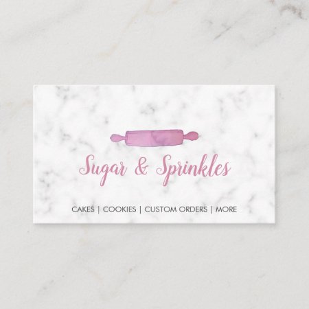 Bakery & Catering Marble Pink Business Card