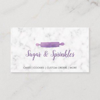 Bakery & Catering Marble Purple Business Card by rheasdesigns at Zazzle