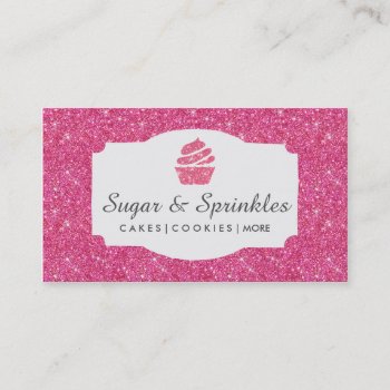 Bakery & Catering Pink Glitter Business Cards by rheasdesigns at Zazzle