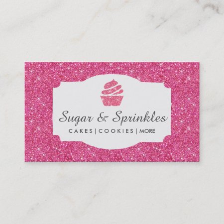 Bakery & Catering Pink Glitter Business Cards