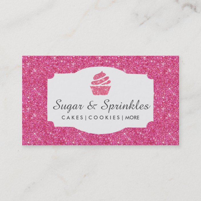 Bakery Catering Pink Glitter Business Cards Zazzle Bakery Catering Pink Glitter Business