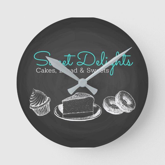 Bakery Chalkboard Round Clock (Front)