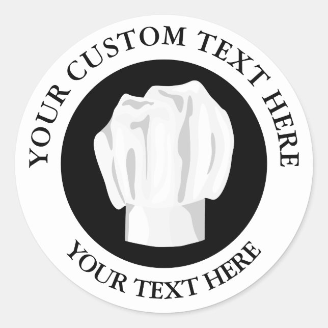 Bakery Chef Hat Custom Text Logo Icon Classic Round Sticker (Front)