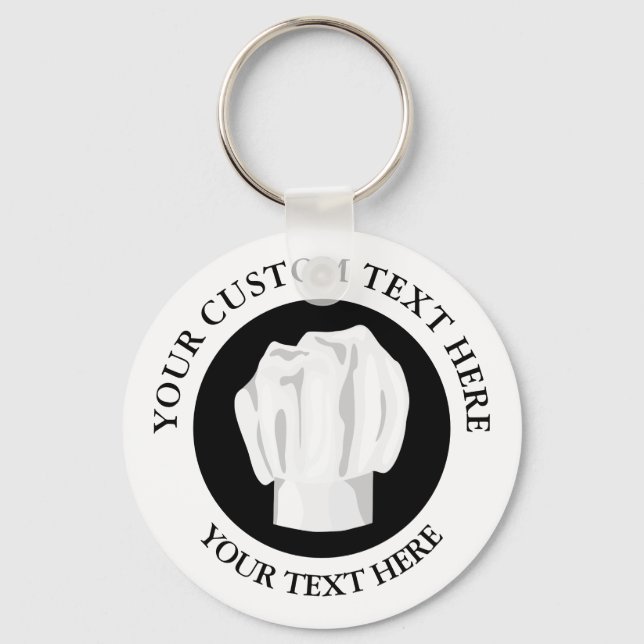 Bakery Chef Hat Custom Text Logo Icon Keychain (Front)