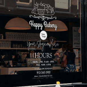 Bakery Chef Opening Hours Transparent Logo Window Cling