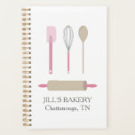 Bakery Chef Pink Kitchen Tool Food Business Bakery Planner<br><div class="desc">Illustration of spatula,  whisk,  wooden spoon,  and rolling pin with pink color scheme and custom text.</div>