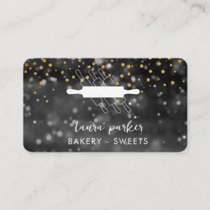 Bakery Chef Rolling Pin Black White Handmade Business Card