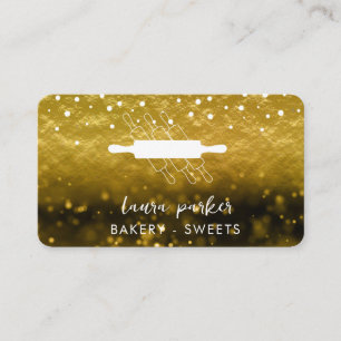 Bakery Chef  Rolling Pin White Gold Handmade Business Card