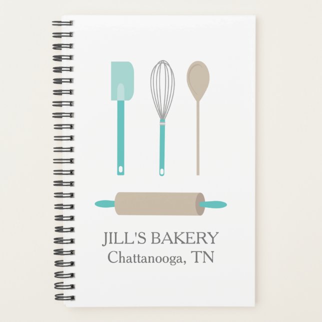 Bakery Chef Teal Kitchen Tool Food Business Bakery Planner (Front)