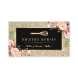 Bakery Chef Whisk Logo | Floral Gold Glitter Business Card Bakery Chef Whisk Logo | Floral Gold Glitter Business Card