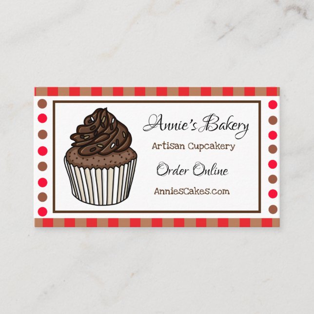 Bakery  | Chocolate Sprinkled Cupcake   Business Card (Front)