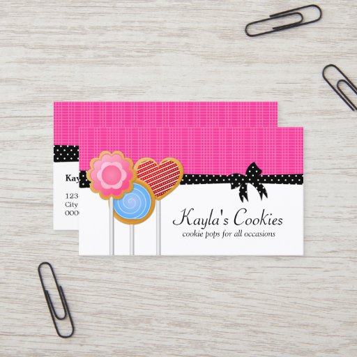 Customizable Cookie Pops Hot Pink Business Cards