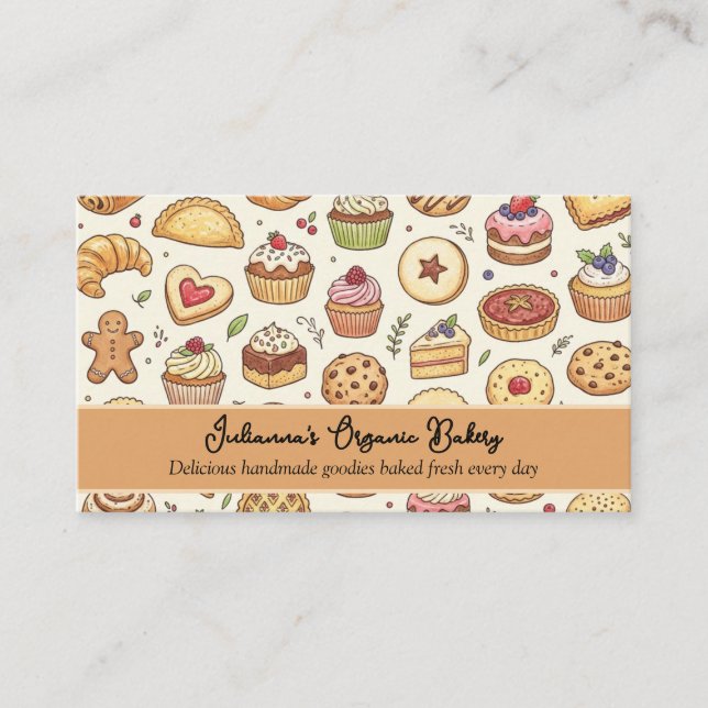 Bakery Cookies Pie Dessert Square Business Card (Front)