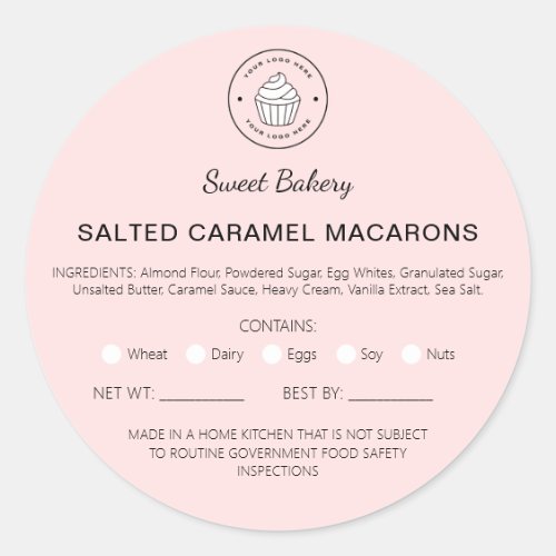 Bakery Cottage Food Law Macarons Ingredients Classic Round Sticker