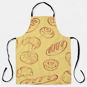 Bakery, croissant, food vintage seamless pattern apron