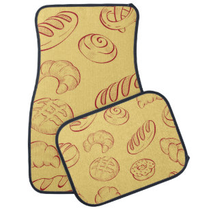 Bakery, croissant, food vintage seamless pattern car floor mat