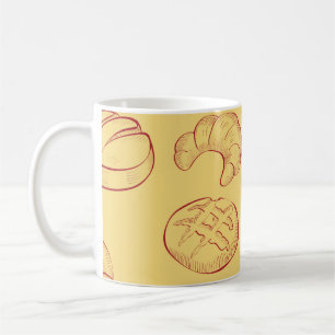 Bakery, croissant, food vintage seamless pattern coffee mug