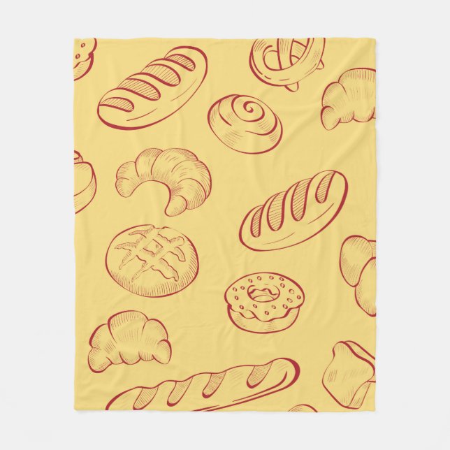 Bakery,  croissant,  food vintage seamless pattern fleece blanket (Front)