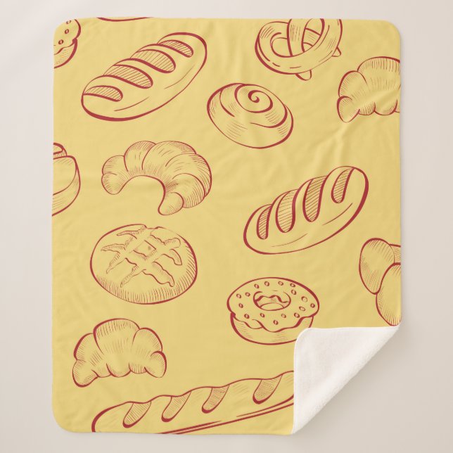 Bakery,  croissant,  food vintage seamless pattern sherpa blanket (Front)