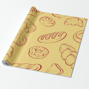 Bakery,  croissant,  food vintage seamless pattern wrapping paper