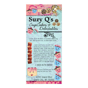 Bakery Cupcake Aqua Blue Swirled Rack Card
