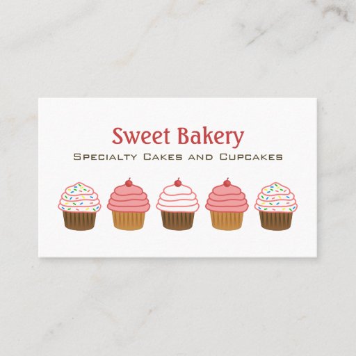 Customizable Bakery Cupcake Business Cards