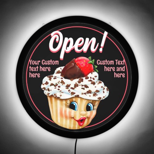 Bakery Cupcake Business OPEN Welcome LED Sign
