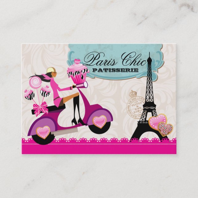 Bakery Cupcake Cake Pops Paris Eiffel Tower xox b Business Card (Front)