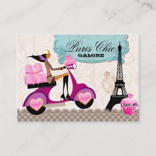 Customizable Bakery Cupcake Cookies Scooter Paris Eiffel Tower Business Cards