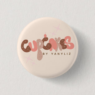 Bakery Cupcake Hand Lettering Business Button