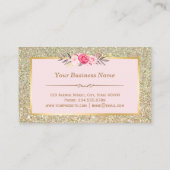 Bakery Cupcake Logo | Floral Pink Gold Glitter Business Card (Back)