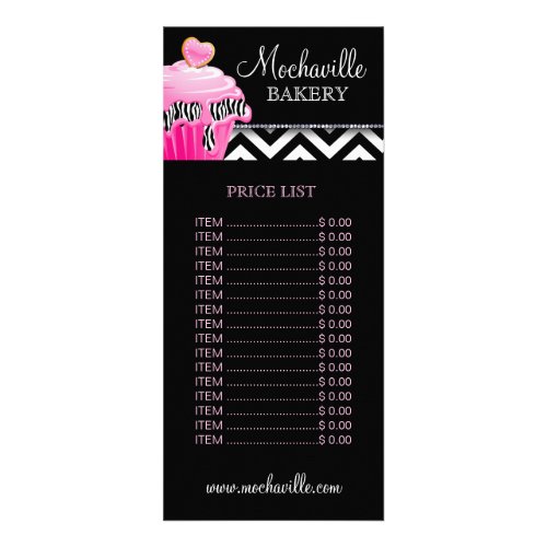 Bakery Cupcake Modern Chevron Price List Rack Card