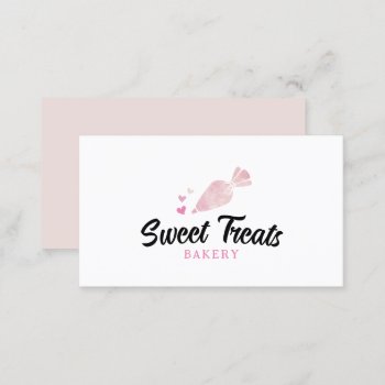Bakery Cupcake Pastry Cake Piping Bag Heart Logo Business Card by cardfactory at Zazzle