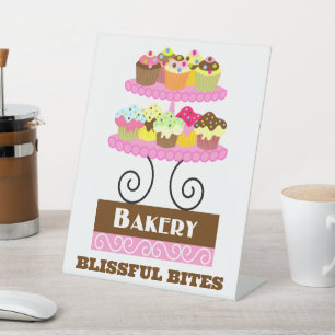 Bakery Cupcake Pedestal Sign