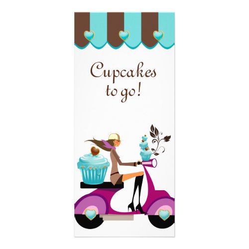 Bakery Cupcake Scooter Blue Canopy Rack Card