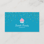 Bakery Cupcake Sweet Treats Confetti Turquoise Business Card (Front)