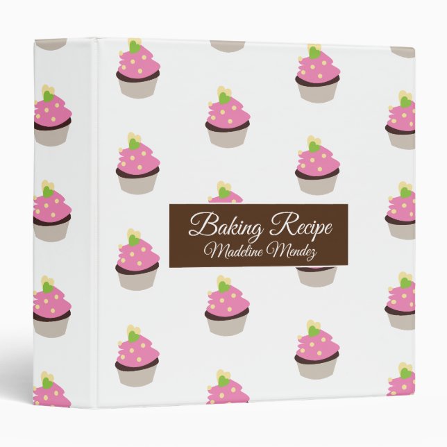 Bakery Cupcakes Pattern Baker Gift 3 Ring Binder (Front/Spine)