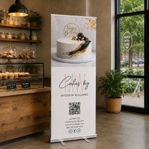 Bakery Custom Cake Monogram Logo QR Code Retractable Banner