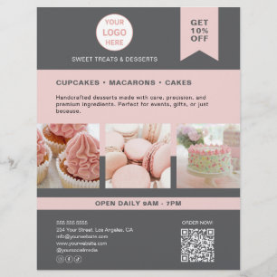 Bakery Custom Logo Gray Pink Flyer
