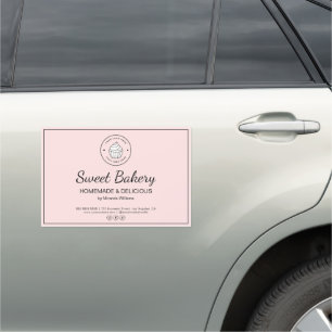 Bakery Custom Logo Pink Business Car Magnet