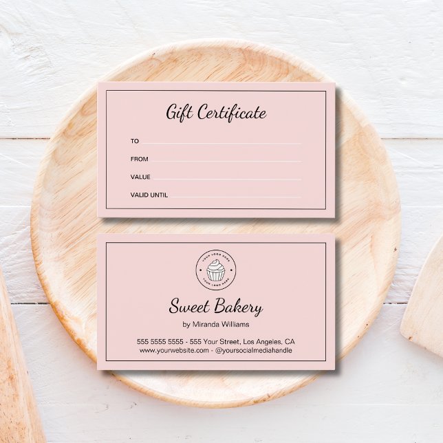 Bakery Custom Logo Pink Business Gift Certificate (Bakery Custom Logo Pink Business Gift Certificate)