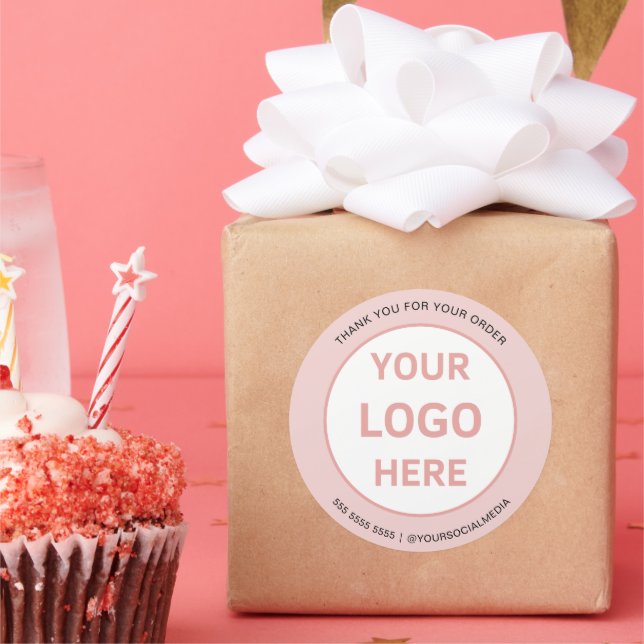 Bakery Custom Logo Pink Classic Round Sticker (Party)