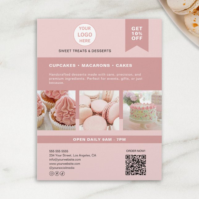 Bakery Custom Logo Pink Flyer (Bakery Custom Logo Pink Flyer)