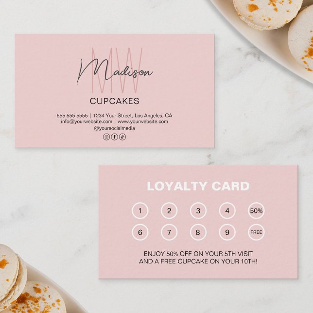 Bakery Custom Monogram Logo Business Reward Loyalty Card (Bakery Custom Monogram Logo Business Reward Loyalty Card)