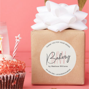 Bakery Custom Monogram Logo Classic Round Sticker