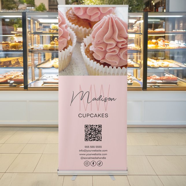 Bakery Custom Monogram Logo Photo QR Retractable Banner (Bakery Custom Monogram Logo Photo QR Retractable Banner)