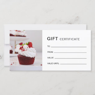 Bakery Custom Photo QR White Gift Certificate