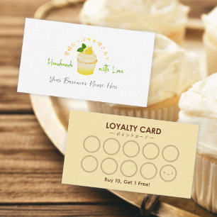 Bakery Customer Loyalty Card Cupcake Lemon Citrus