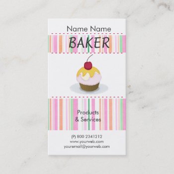 Bakery  Delicious Cute Chef Cooking Cupcakes Business Card by happytwitt at Zazzle