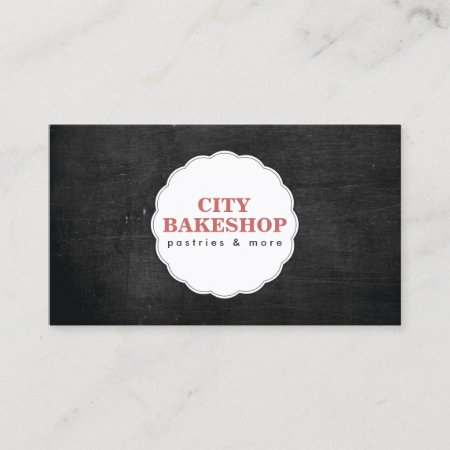 Bakery Doily Logo On Black Wood Business Card